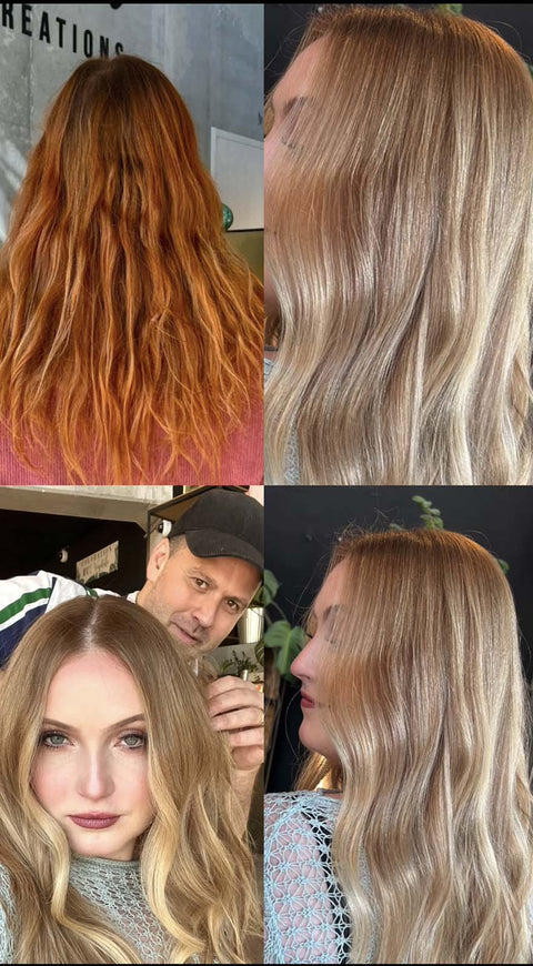 Les transformations totales : du brun (ou cuivré) au blond dans la journée...